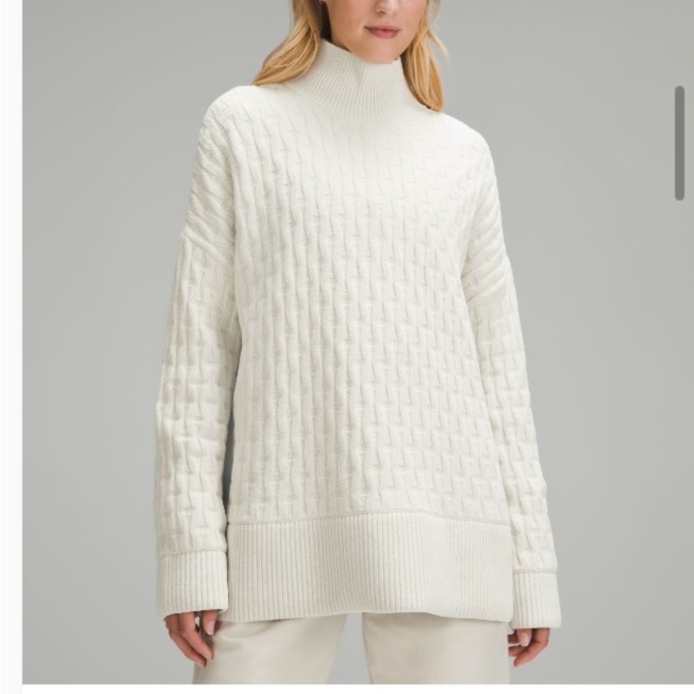 lulu Cream Turtleneck Sweater oversized